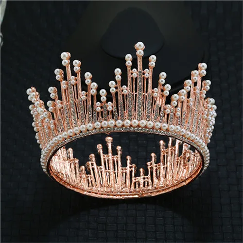 Rose gold 03 Модный роскошный с кристаллами свадебная корона Tiarasfor для женщин диадема принцесса тиары и короны выпускного вечера свадебная прическа невесты Аксессуары - Окраска металла: Rose gold 03
