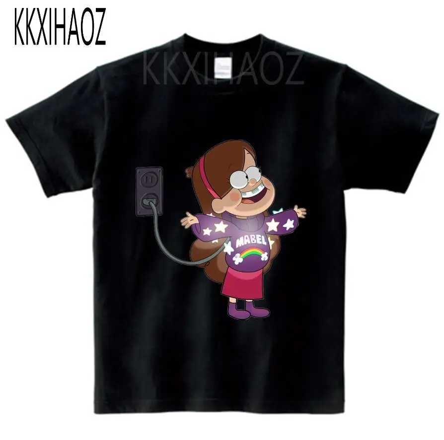 black childreT-shirt KKXIHAOZ/детская одежда для маленьких девочек хлопковая футболка с короткими рукавами с героями мультфильмов футболка для маленьких мальчиков с гравитационным принтом - Цвет: black childreT-shirt