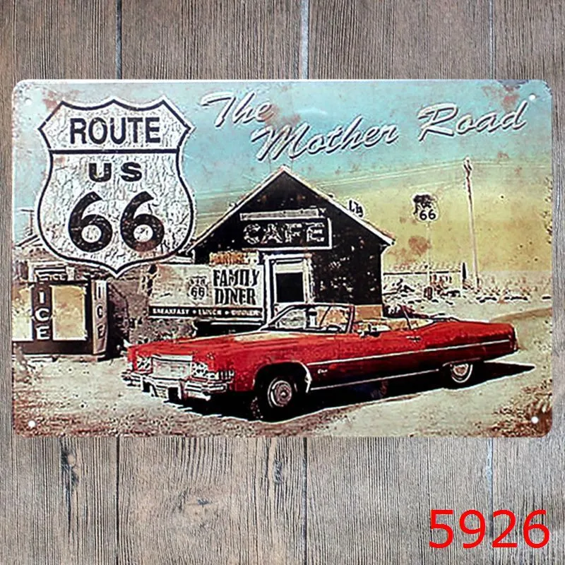 The Mother Road Route 66 металлические оловянные знаки Техасский старинный газовый автомобиль гараж домашний декор настенные художественные вывески YN029