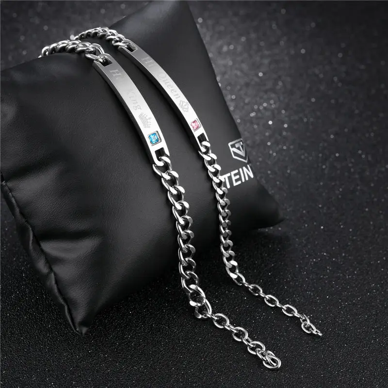 Браслет из нержавеющей стали для влюбленных его королева ее король |