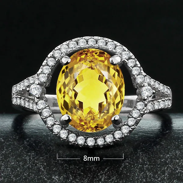 Прекрасно ну вечеринку ювелирные изделия природный цитрин кольцо игристое 925