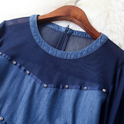 2017 новое весенне летнее женское модное открытое Синее джинсовое платье женские