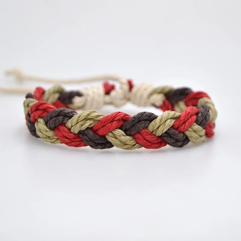 Плетёный браслет ручной работы для мужчин и женщин 3 цвета красный черный хлопок