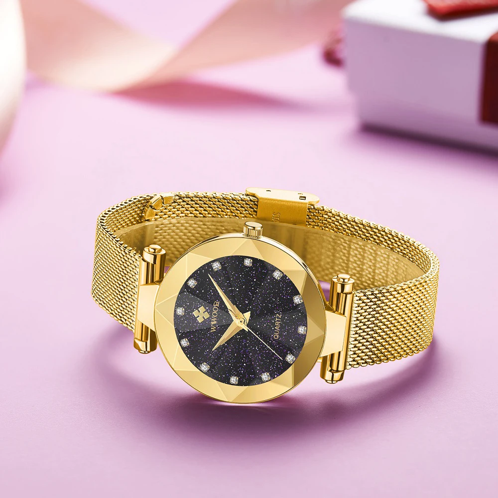 Модные Золотые женские часы ультра тонкие кварцевые со стразами Montre Femme 2019