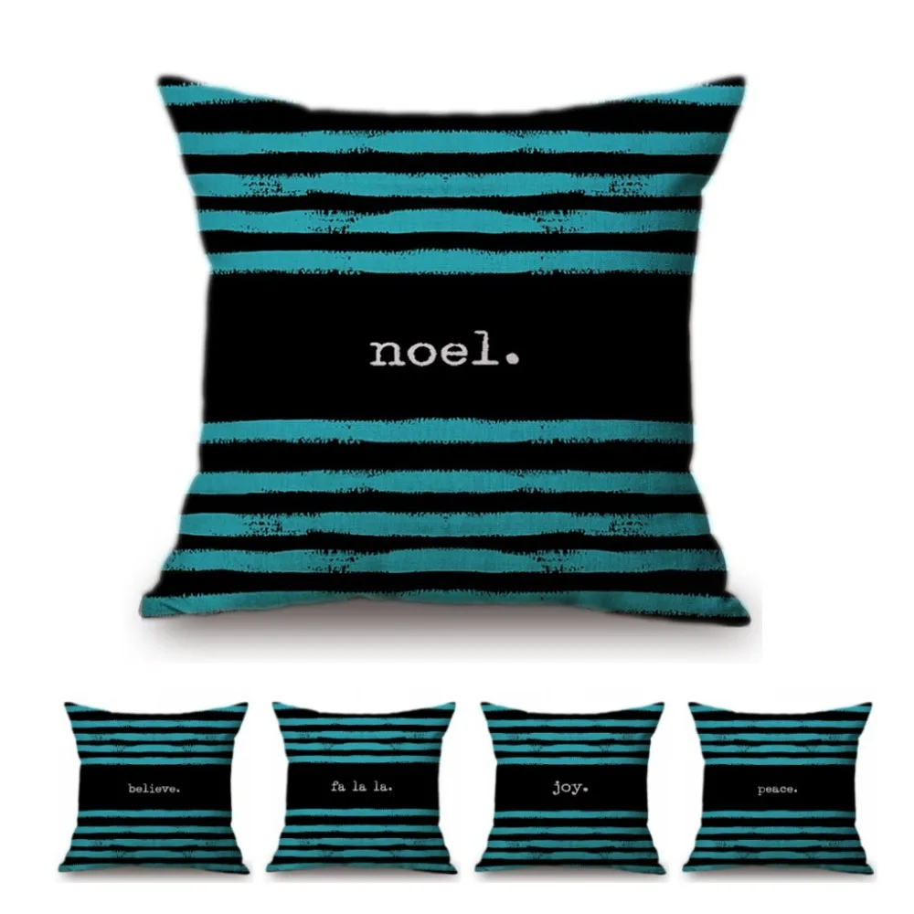 Винтажная декоративная подушка в скандинавском стиле с синими и черными
