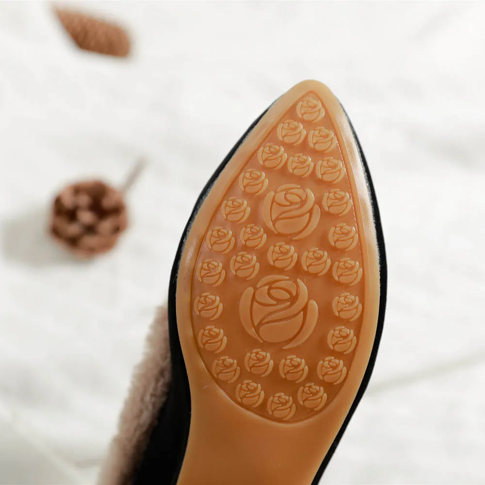 Женская зимняя обувь с вышивкой в винтажном стиле на плоской подошве меху