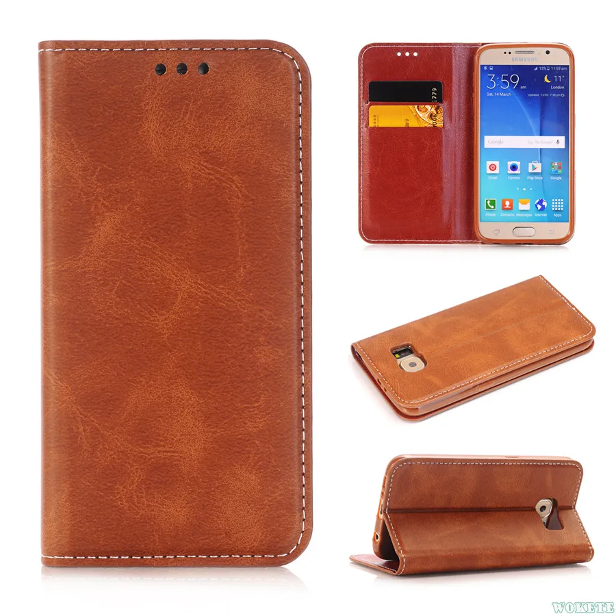 Мода Ретро Флип Магнит Кожа Стенд PU Слот Карт Бумажника Case для Samsung Galaxy S5 S6/S6 Edge S7