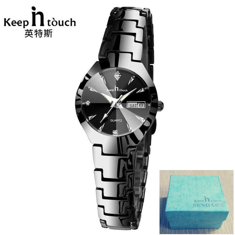 black box KEEP IN TOUCH простые женские часы Стальные кварцевые часы светящиеся водонепроницаемые женские часы relogio masculino - Цвет: black box