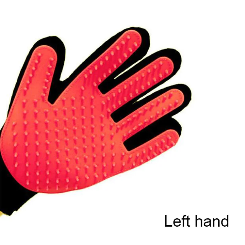 Red-Left hand Дропшиппинг, перчатки для ухода за кошками, для удаления шерсти собак, Мягкая силиконовая щетка для чистки, аксессуары для уборки, туалетные принадлежности gant - Цвет: Red-Left hand