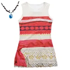 Платья Моаны для девочек с ожерельем, детские платья из молочного шелка с принтом, платья принцессы для девочек, одежда для косплевечерние