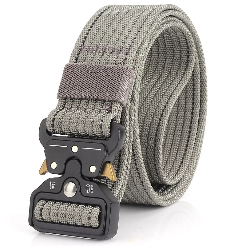 Gray Black Belt 16 видов, модный Тактический тканевый ремень, многофункциональный тренировочный ремень, нейлоновый армейский ремень для фанатов, мужской ремень с двойной пряжкой, длинный ремень Кобра, подарок - Цвет: Gray Black Belt