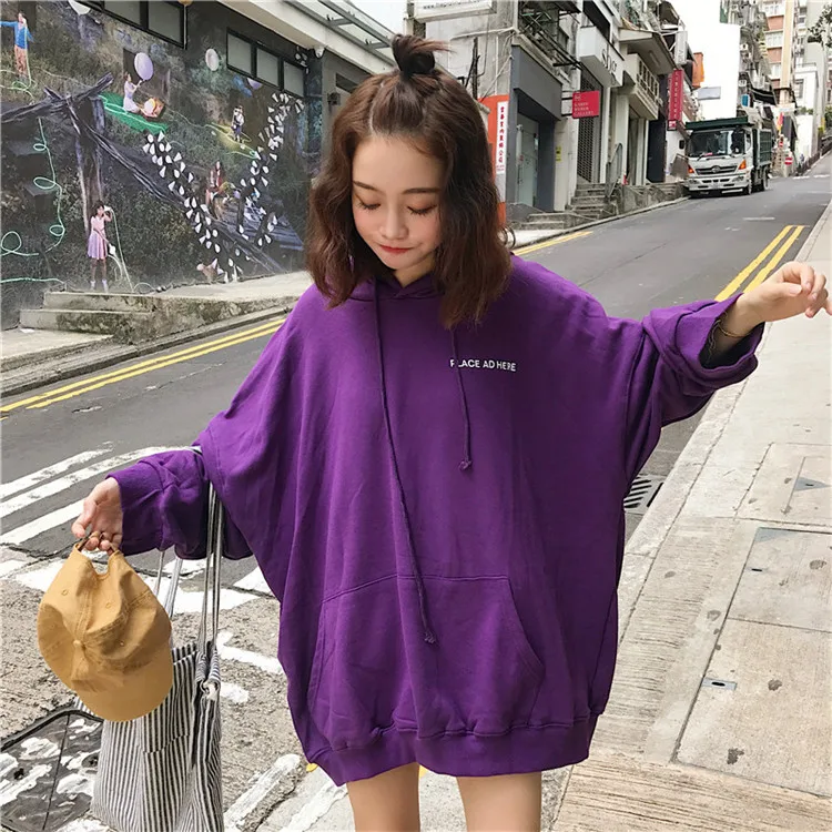 Толстовка большого размера 2018 BF Harajuku с буквенным принтом женская Свободная