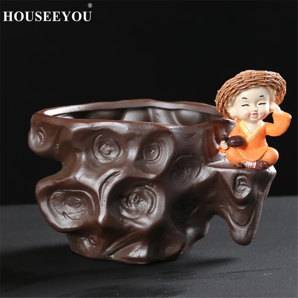 Зеленый горшок для растений в рыбацком стиле дзен фиолетовый песок цветочный