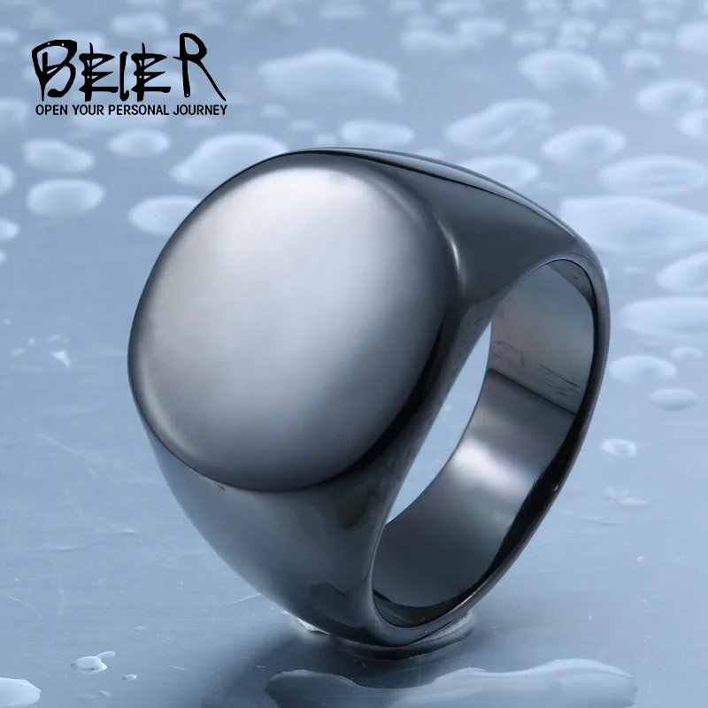 Men's High Roundness Polished Signet Solid Fashion Man's 316L Stainless Steel Biker Unique Ring For Men BR8-403 | Украшения и