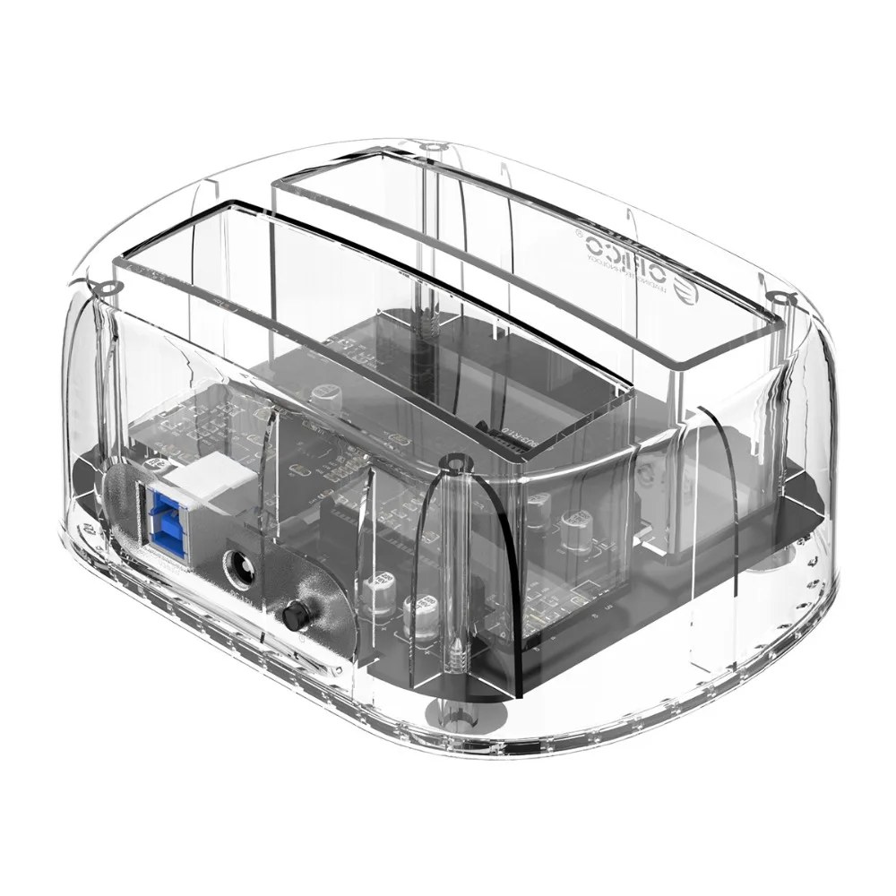 ORICO 2.5/3.5 inch 2 Bay USB3.0 Transparent Hard Drive Enclosure Support UASP 24TB HDD Dock Station With 12V3A Power Adapter