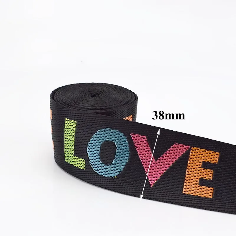 38mm Meetee 8 метров 25/38 мм нейлон жаккардовые лямки лента любви лента DIY сумка плечевой ремень украшения одежды DIY Швейные аксессуары - Цвет: 38mm
