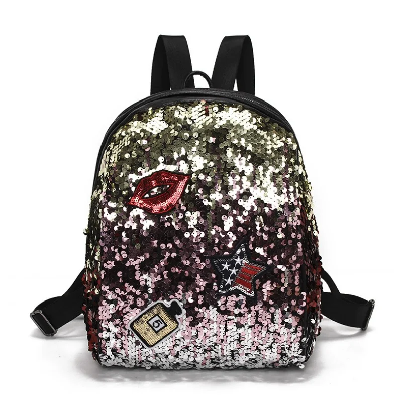 Женский мини рюкзак с блестками для девочек школьная сумка из искусственной кожи