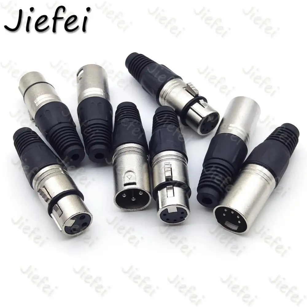 5 комплектов XLR 3Pin 5pin аудио микрофонный кабель Разъем Черный штекер + гнездо