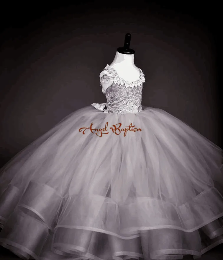 Роскошное серебристо-серое бальное платье принцессы Платья с цветочным узором