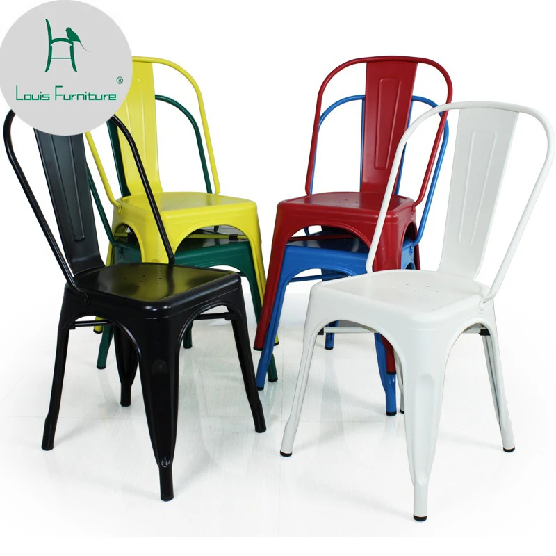 

Louis fashion Dining chairs European Retro iron naval leisure bar coffee back fast food restaurant iron