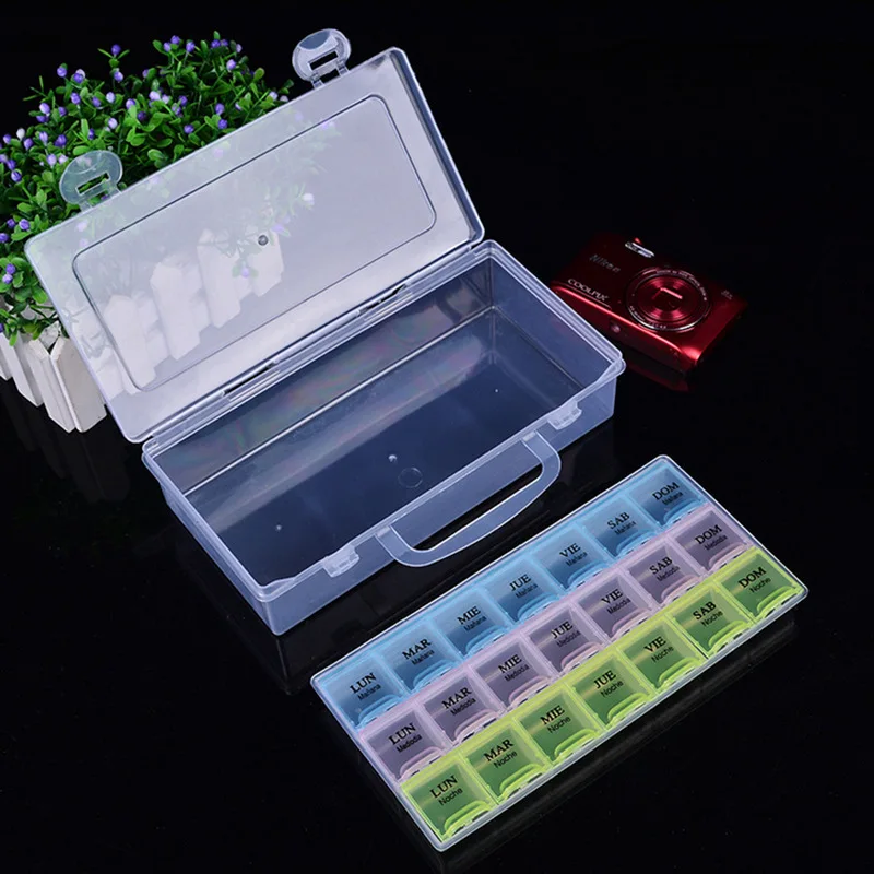 

Adjustable 21 Slots Compartment Transparent Plastic Storage Box Jewelry Earring Case small objects Beads Portable Organizer Case