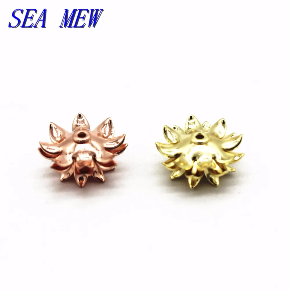 SEA MEW 11mm*5mm 6 Colors Copper Filigree Flowers Base Connector Bead Cap Charms Setting For Jewelry Making Components 100PCS | Украшения и - Фото №1