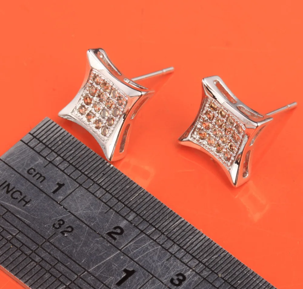 Очаровательны крест свет champange коричневый оранжевый Morganite Самоцветы 925