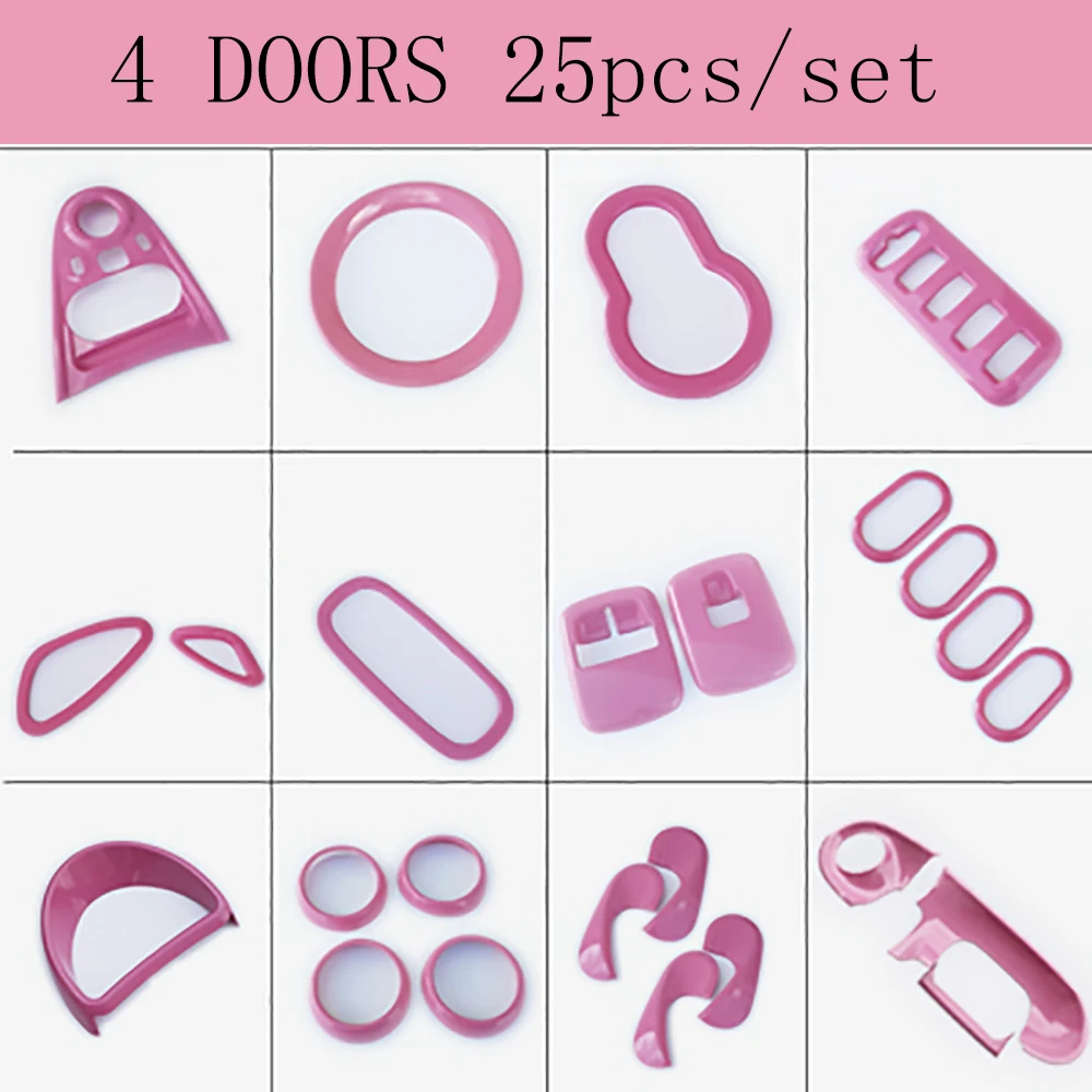 4 doors 25pcs Передняя отделка подлокотник двери, окна, стекло панели переключателя украшения Рамка для Smart Fortwo ForFour 453 автомобильные аксессуары - Название цвета: 4 doors 25pcs