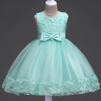 mint green Мятно-зеленого цвета, по колено для девочек в цветочек платья с кружевной аппликацией, без рукавов платья для первого причастия для девочек, детские вечерние платья - Цвет: mint green