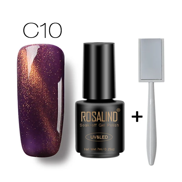 C10 with Magnet ROSALIND магнит кошачьи глаза 30 цветов Гель-лак для ногтей Светодиодный УФ Гель-лак для ногтей Полупостоянный 7 мл Гель-лак для ногтей - Цвет: C10 with Magnet