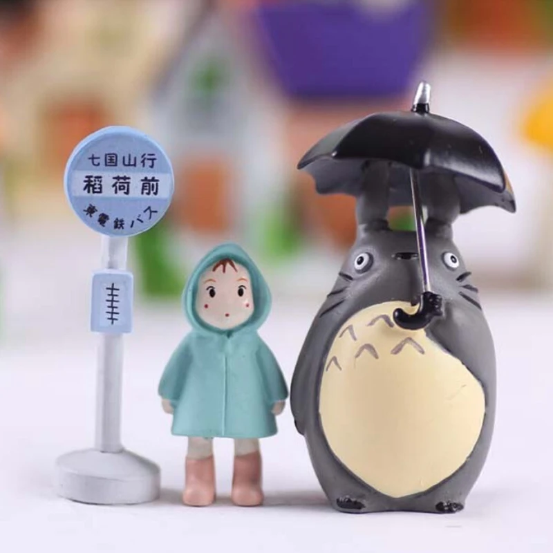 SJFC 3pcs/set Totoro Garden Miniatures Terrarium Figurines Hayao Miyazaki Toy Resin Crafts Accessories Action Figure Toys | Игрушки и