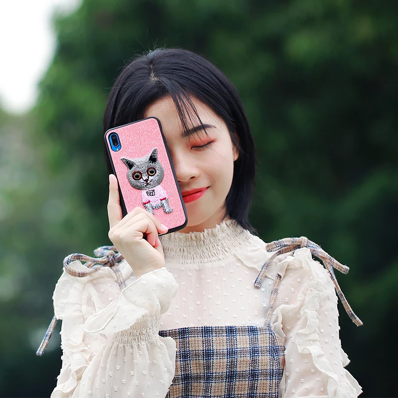 Милый чехол для телефона iPhone 11 6 8 модный защитный из парусины с вышивкой X XS XSMax XR