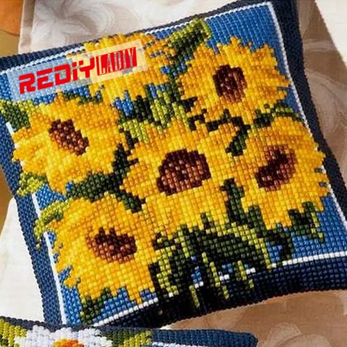 REDIY чехол для подушки с вышивкой крестиком подсолнухи декоративный чехол для подушки Комплект подушек для диванов - Цвет: CX0894