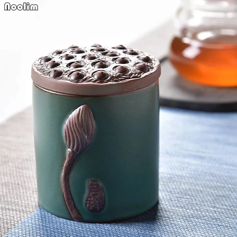 Ноолим грубая керамика Лотос чай добавки кухня специи банка для сахара бак