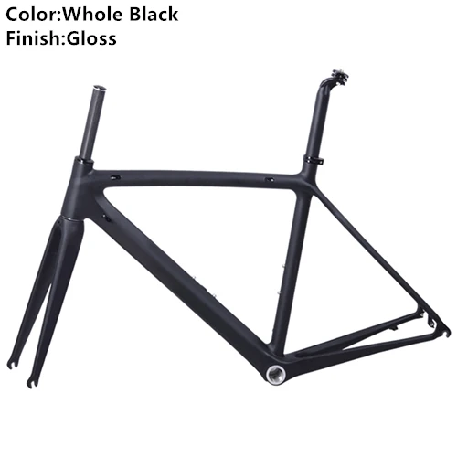 Whole Black Gloss Карбоновая рама для дорожного велосипеда, Ультралегкая 980g 700c, рама для дорожного велосипеда Di2, механическая рама для дорожного велосипеда, велосипедная Рама в комплекте, BSA 68 мм V тормоз - Цвет: Whole Black Gloss
