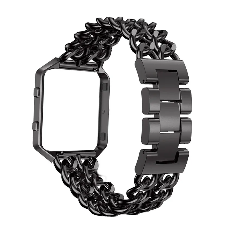 

Double chain Watch Strap For Fitbit blaze Band with case Stainless Steel Metal Strap Bracelet Replacement Accessories Watch Band