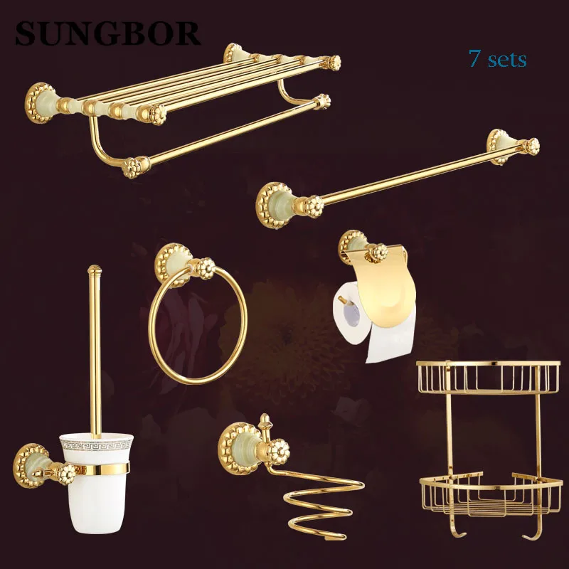 Новый латунь и Нефрита Аксессуары Ванной Комнаты крюк Робы Держатель Для Бумаги