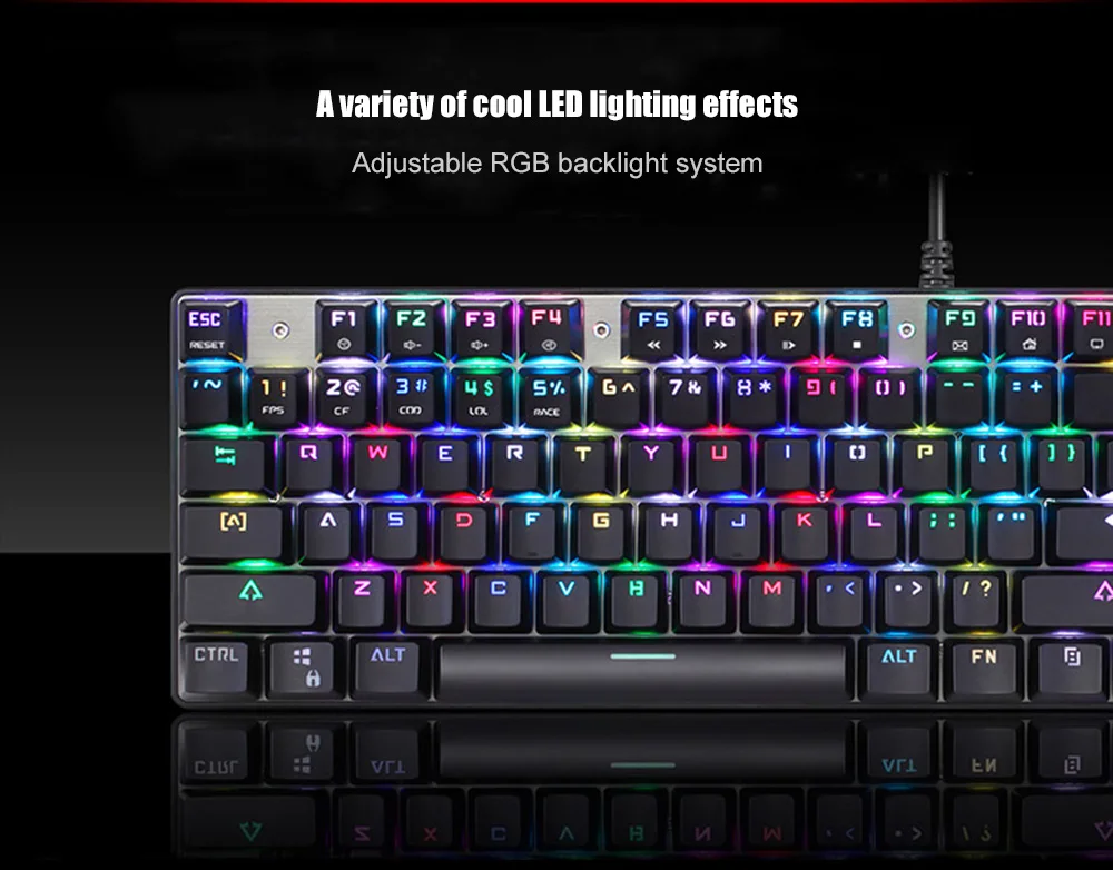 Motospeed CK888 NKRO RGB подсветка механическая клавиатура и мышь комбинированный набор с клавиатурой и мышью с светодиодный мигающая лампа