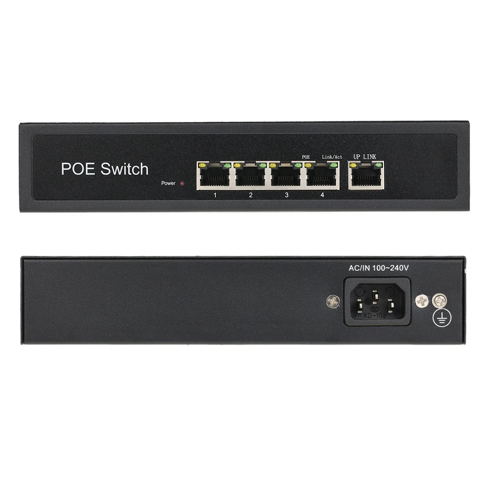 1 + 4 Порты 10/100 Мбит/с PoE выключатель инъектор Мощность over Ethernet IEEE 802.3af для камер VoIP