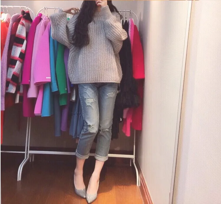 2020 Autumn New Women Knitted Pullover Sweater Fashion Batwing Sleeve Pure color Casual O Neck WYT96 | Водолазки