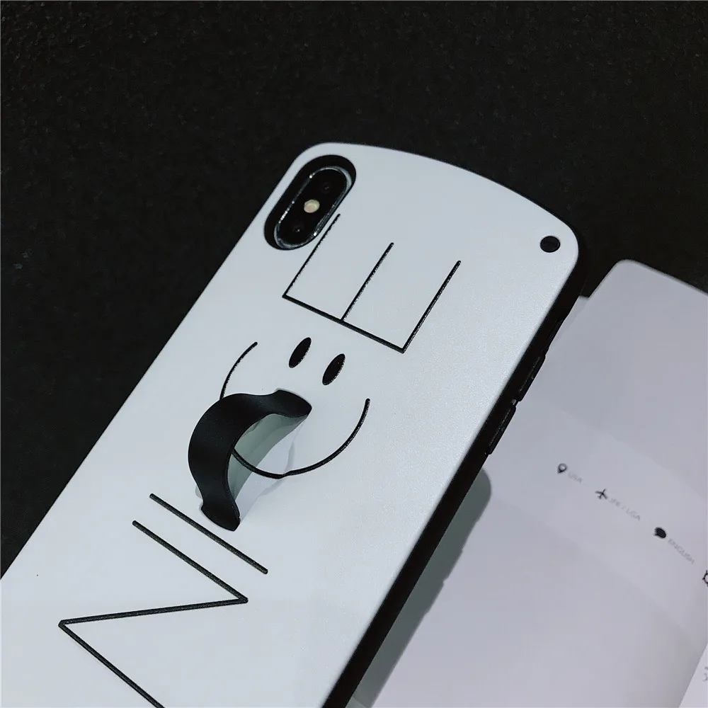 Красивый простой чехол со смайликом для iphone 11 pro max 7 8 6s Plus iphone XS MAX XR Силиконовое кольцо чехол для телефона s Hide Stand Роскошный чехол для телефона