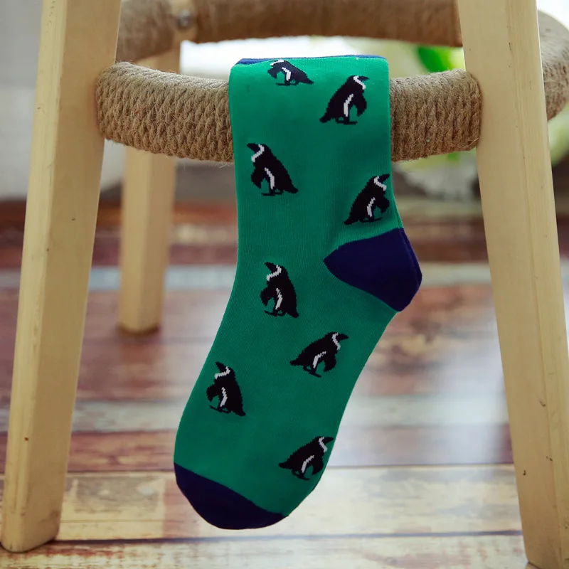 

men fashion penguin patterns cotton socks spring autumn male cartoon animal socks 5pairs/lot
