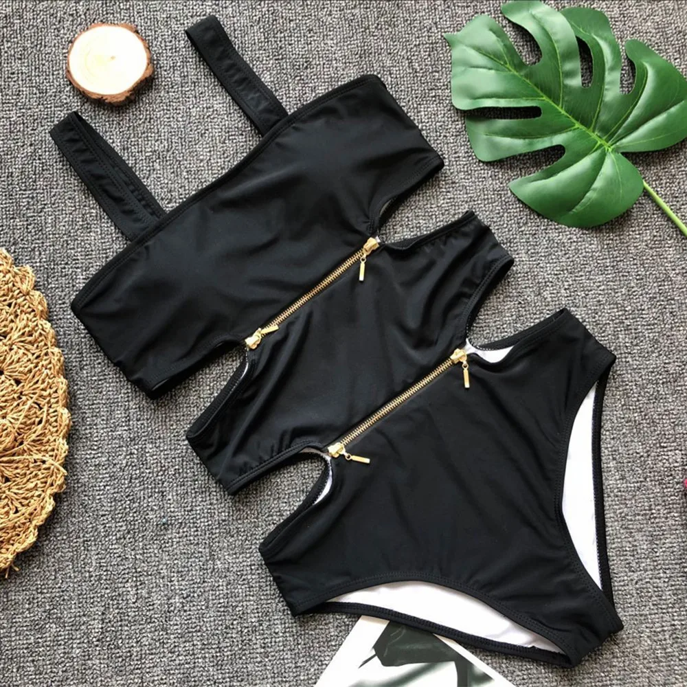 2018 сексуальный цельный купальник на молнии для женщин слитный женский стринги с