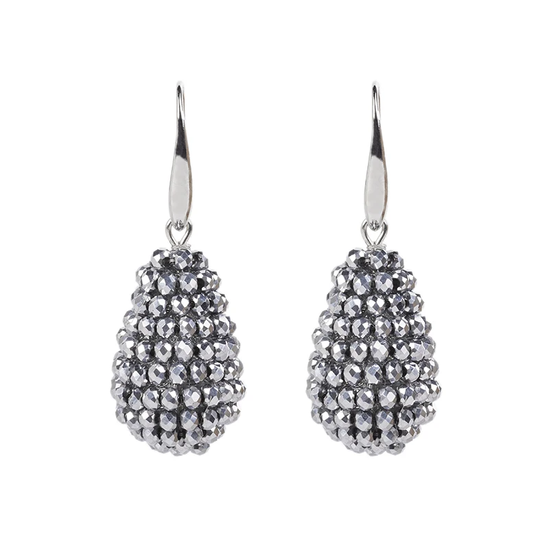 Большие серьги в форме капли воды, длинные серьги, украшенные бисером, ручная работа, серьги-капли с кристаллами для женщин, подарок oorbellen - Окраска металла: silver