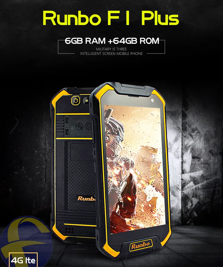 Runbo F1 Plus IP67 водонепроницаемый мобильный телефон 6 ГБ 64 ГБ Android 7,0 ударопрочный мобильный телефон NFC Смартфон 5,5 дюймов 4G телефон