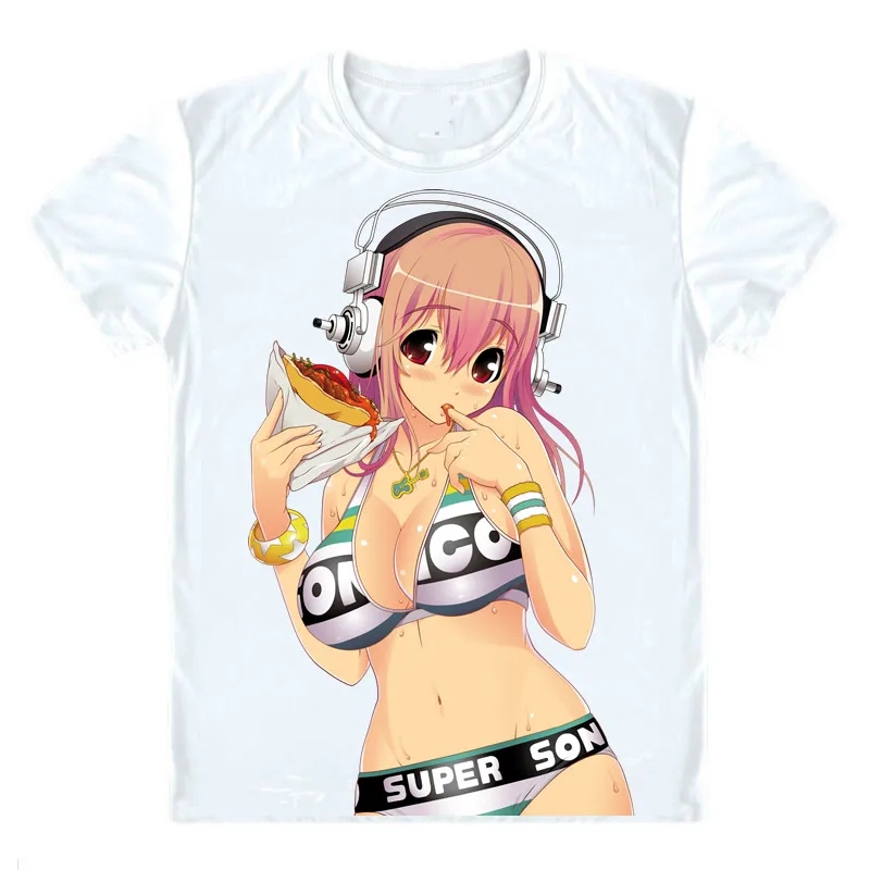 Футболки SoniAni Super Sonico, футболки с коротким рукавом, Аниме Манга, Supa Soniko SoniComi, Sonico SoniKoma, сексуальное бикини для костюмированной вечеринки