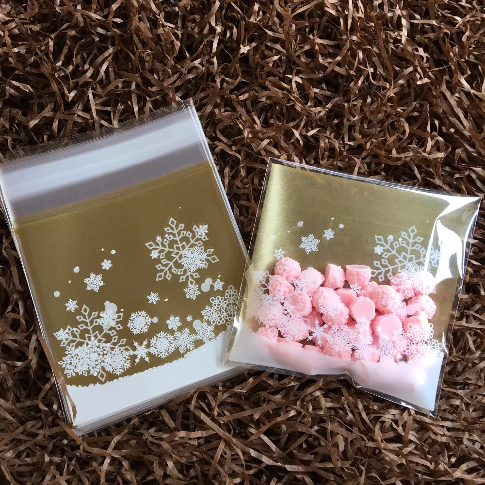 100 шт./лот желтый торт Снежинка упаковка для печенья пластиковый свадебный мешок