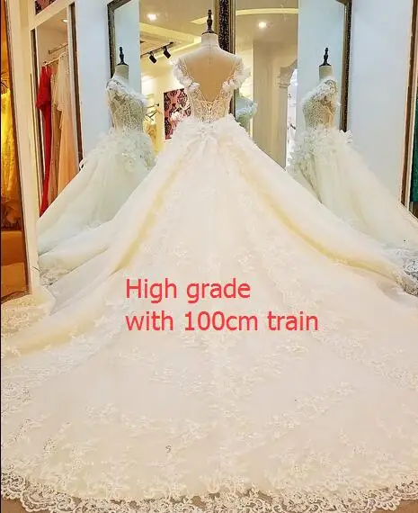 high 100cm train LS88321 свадебное платье100% реальные фотографии показывают большой хвост специальные свадебные платья кружева бальное платье корсет назад свадебные платья - Цвет: high 100cm train
