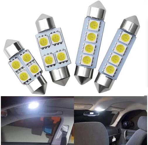 2 шт. белый 31 36 39 41 мм 5050 SMD 4 светодиодный лампочка DC12V Авто C5W интерьерные купольные