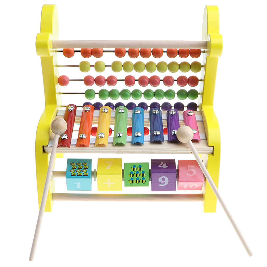 Музыкальный ксилофон и блоки бусины Abacus игра развивающая деревянная игрушка
